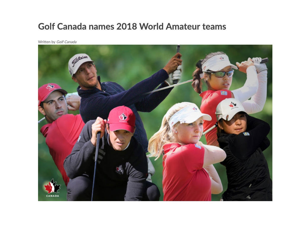 Golf Canada names 2018 World Amateur teams Joey Savoie